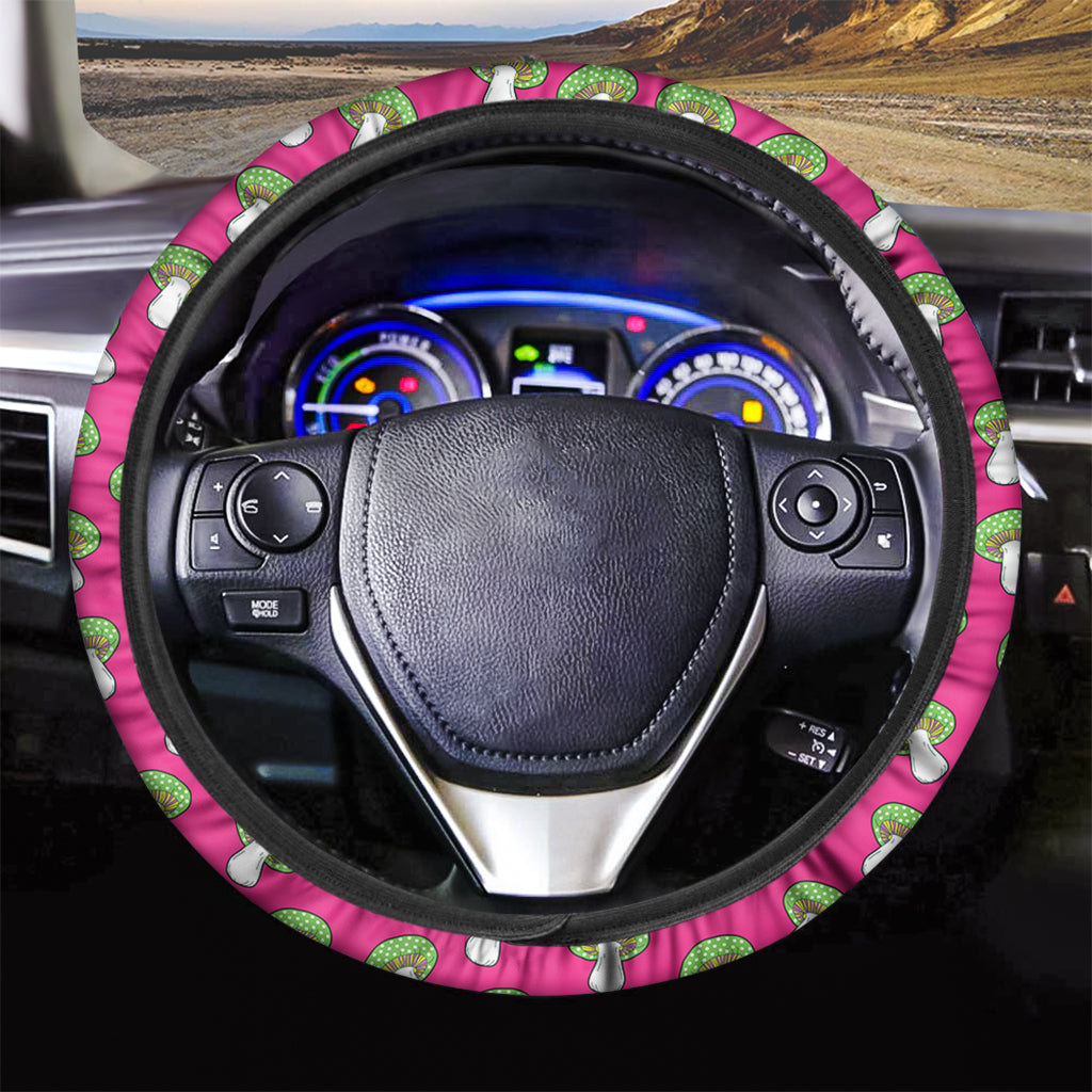 Crazy Mushroom Pattern Print Car Steering Wheel Cover