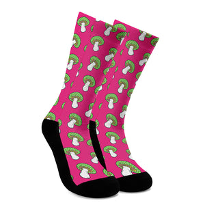 Crazy Mushroom Pattern Print Crew Socks