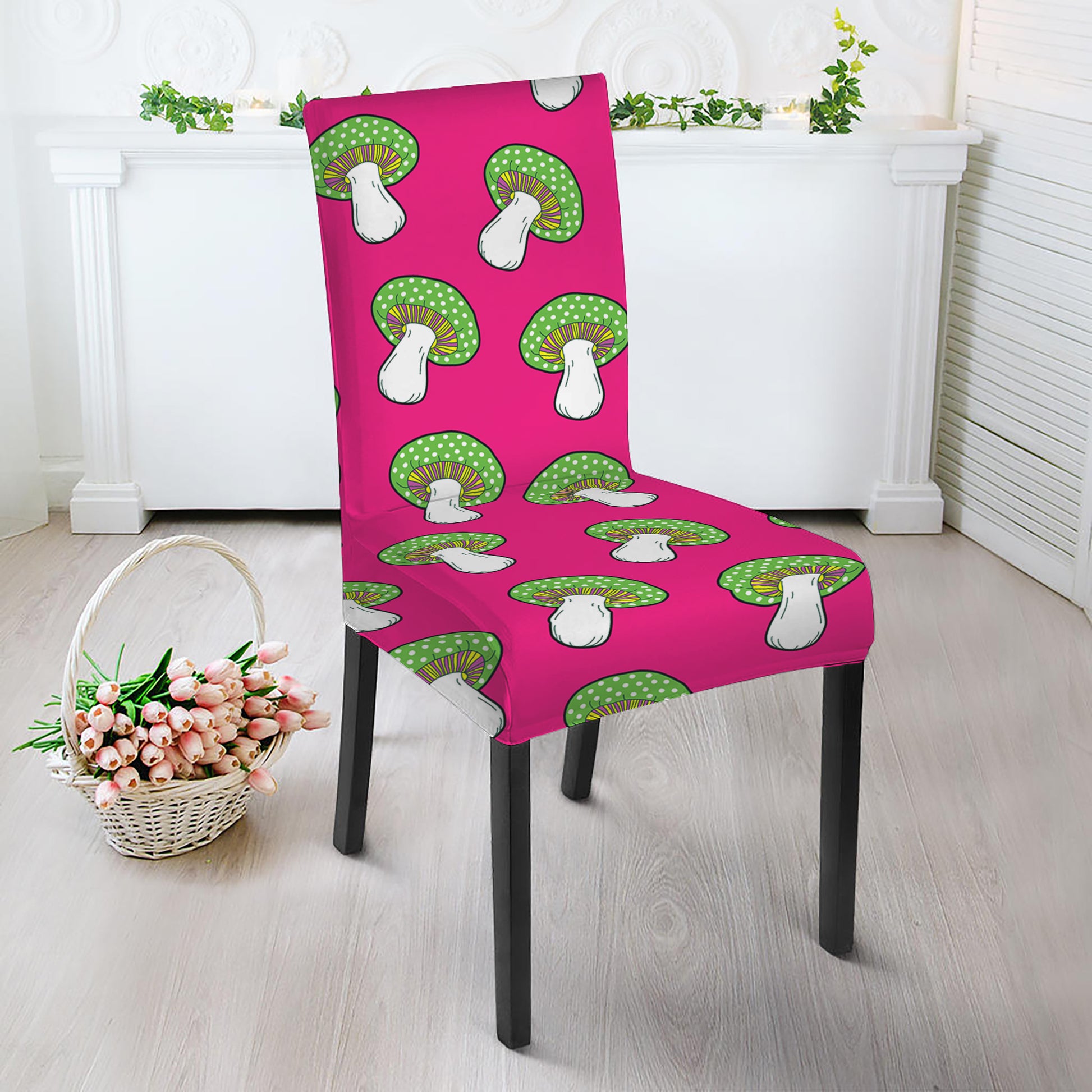 Crazy Mushroom Pattern Print Dining Chair Slipcover