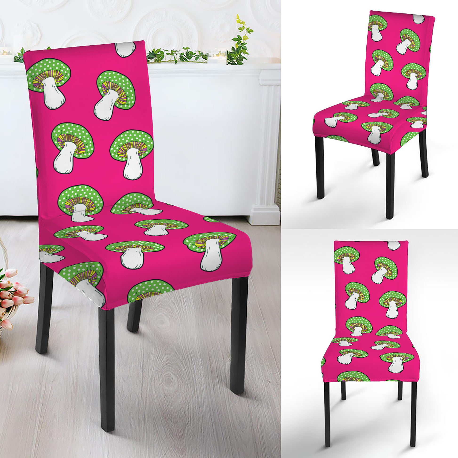 Crazy Mushroom Pattern Print Dining Chair Slipcover