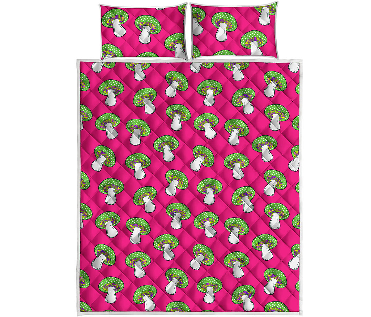 Crazy Mushroom Pattern Print Quilt Bed Set