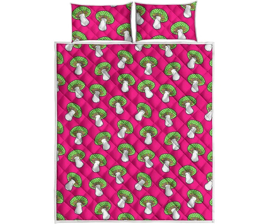 Crazy Mushroom Pattern Print Quilt Bed Set