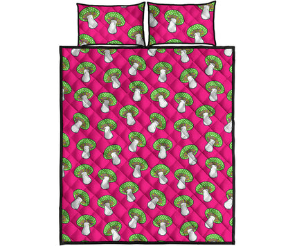 Crazy Mushroom Pattern Print Quilt Bed Set