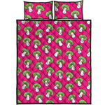 Crazy Mushroom Pattern Print Quilt Bed Set