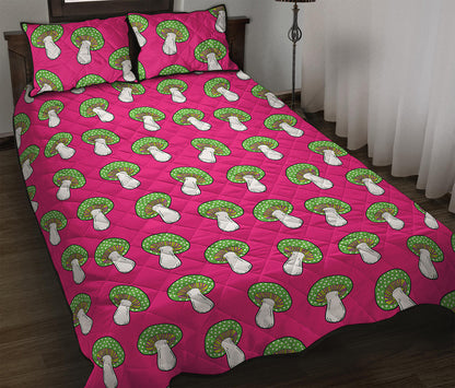 Crazy Mushroom Pattern Print Quilt Bed Set