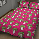 Crazy Mushroom Pattern Print Quilt Bed Set