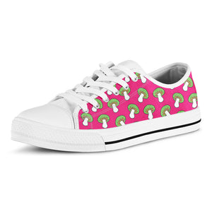 Crazy Mushroom Pattern Print White Low Top Shoes