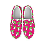 Crazy Mushroom Pattern Print White Slip On Shoes