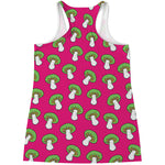 Crazy Mushroom Pattern Print Women's Racerback Tank Top