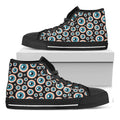 Creepy Eyeball Pattern Print Black High Top Sneakers