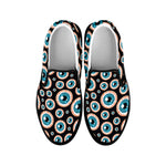 Creepy Eyeball Pattern Print Black Slip On Shoes