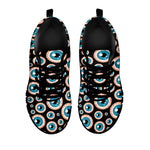 Creepy Eyeball Pattern Print Black Sneakers