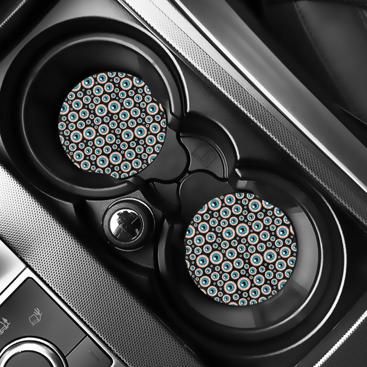 Creepy Eyeball Pattern Print Car Coasters