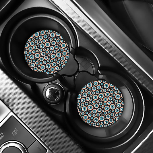 Creepy Eyeball Pattern Print Car Coasters