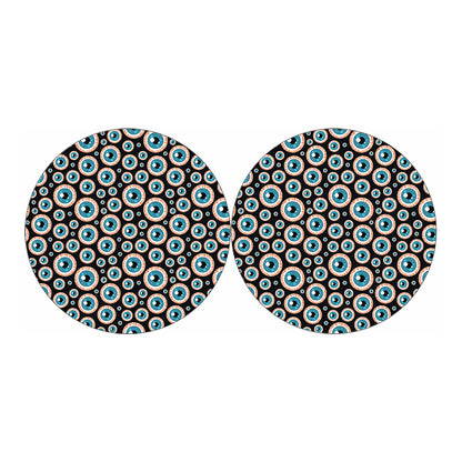 Creepy Eyeball Pattern Print Car Coasters
