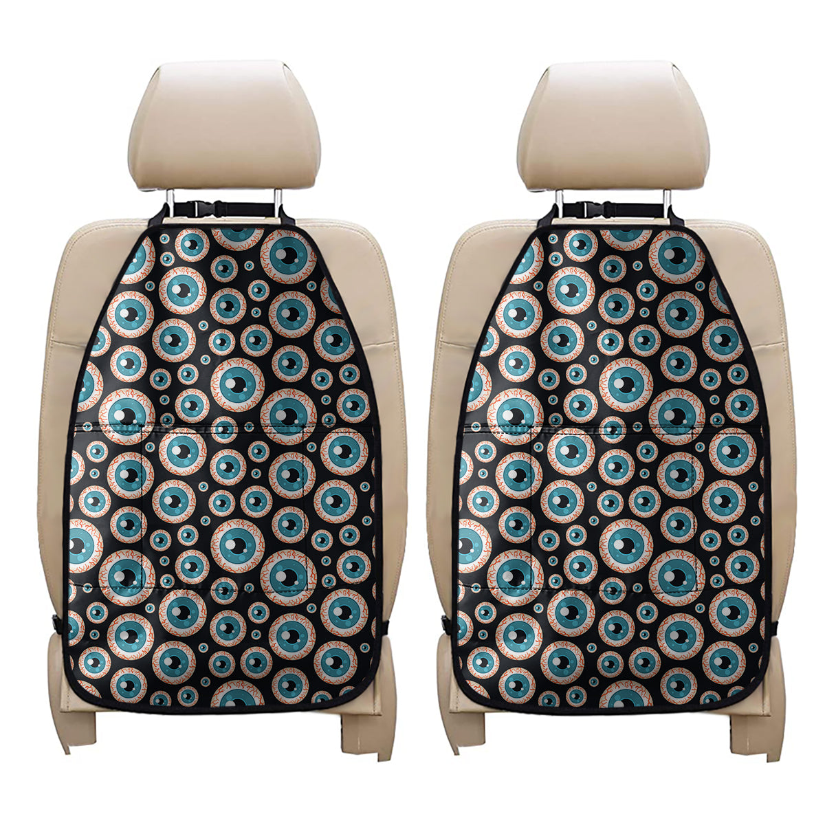 Creepy Eyeball Pattern Print Car Seat Organizers