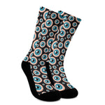 Creepy Eyeball Pattern Print Crew Socks