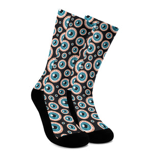 Creepy Eyeball Pattern Print Crew Socks