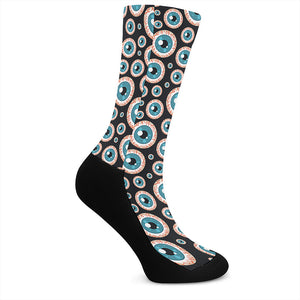 Creepy Eyeball Pattern Print Crew Socks