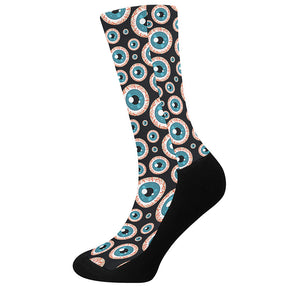 Creepy Eyeball Pattern Print Crew Socks