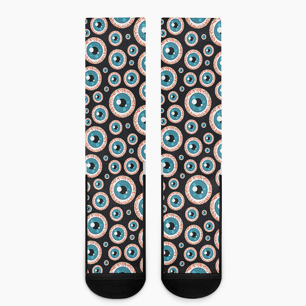 Creepy Eyeball Pattern Print Crew Socks