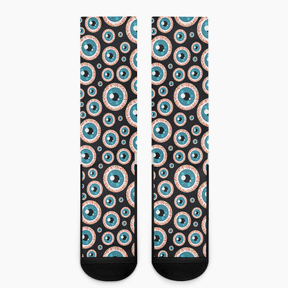 Creepy Eyeball Pattern Print Crew Socks