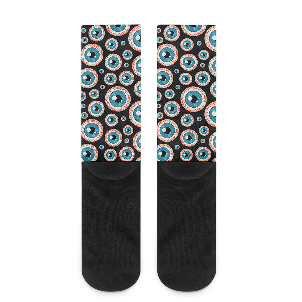 Creepy Eyeball Pattern Print Crew Socks