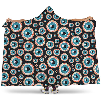 Creepy Eyeball Pattern Print Hooded Blanket