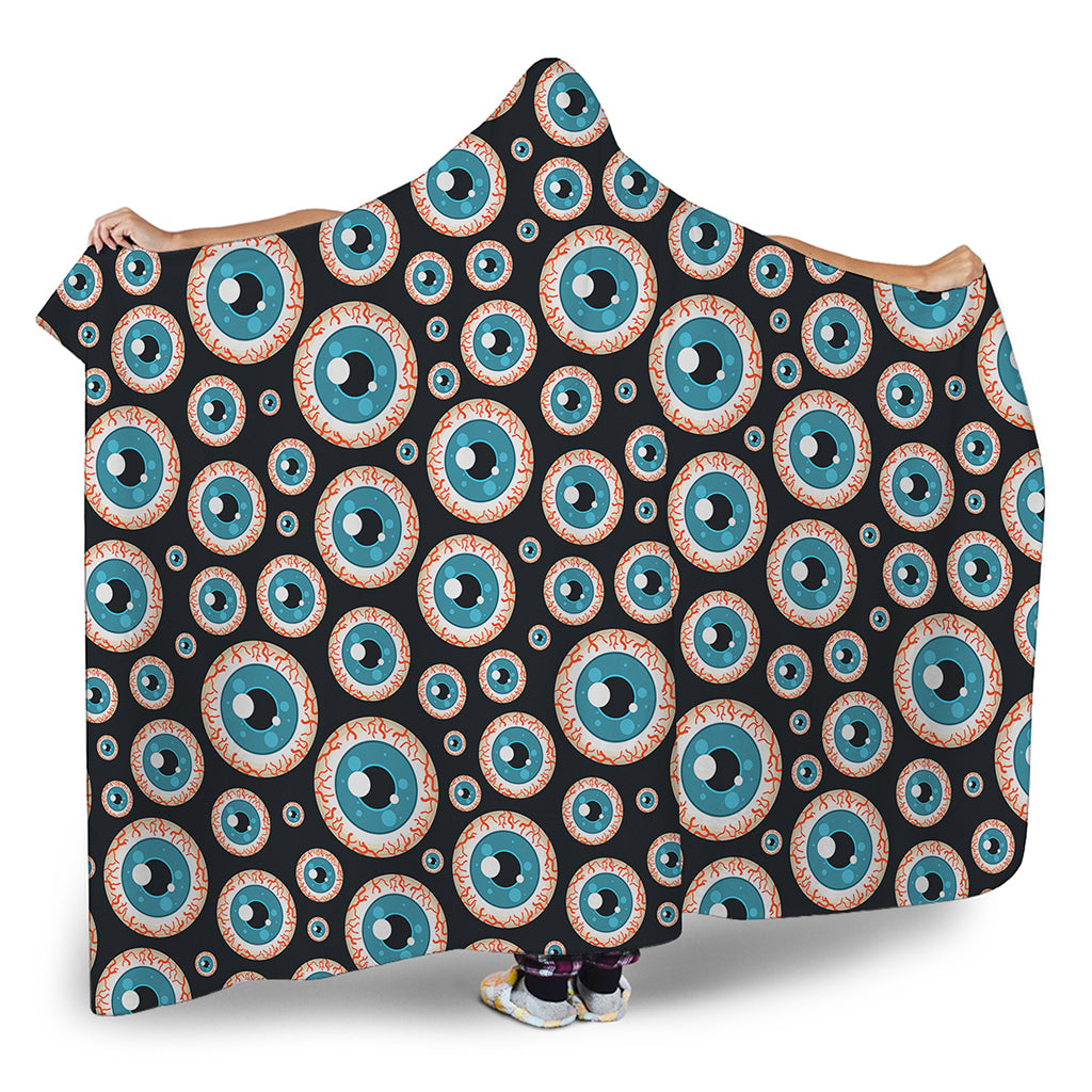 Creepy Eyeball Pattern Print Hooded Blanket