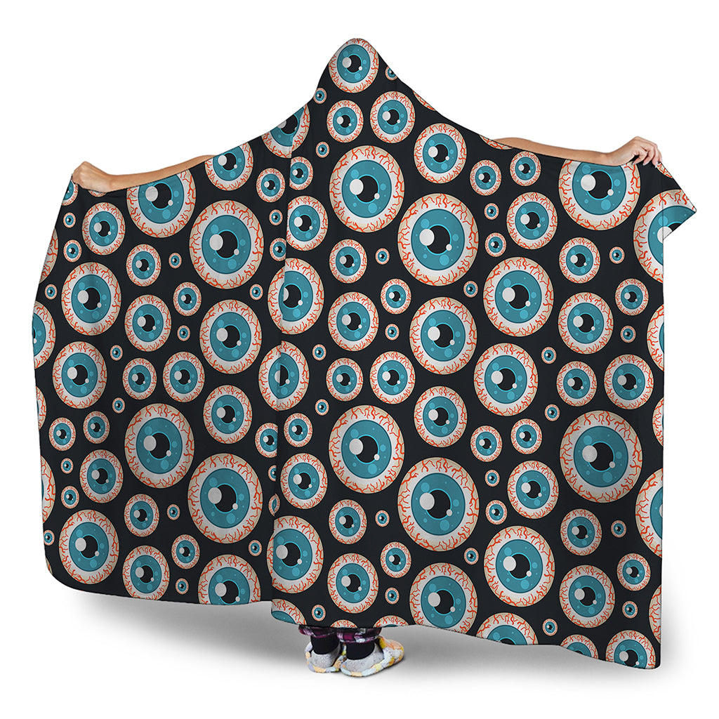 Creepy Eyeball Pattern Print Hooded Blanket