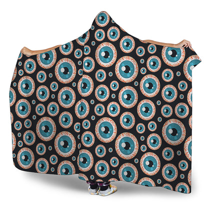 Creepy Eyeball Pattern Print Hooded Blanket