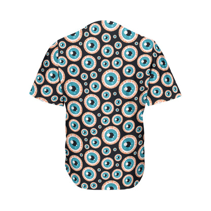 Creepy Eyeball Pattern Print Men's Baseball Jersey