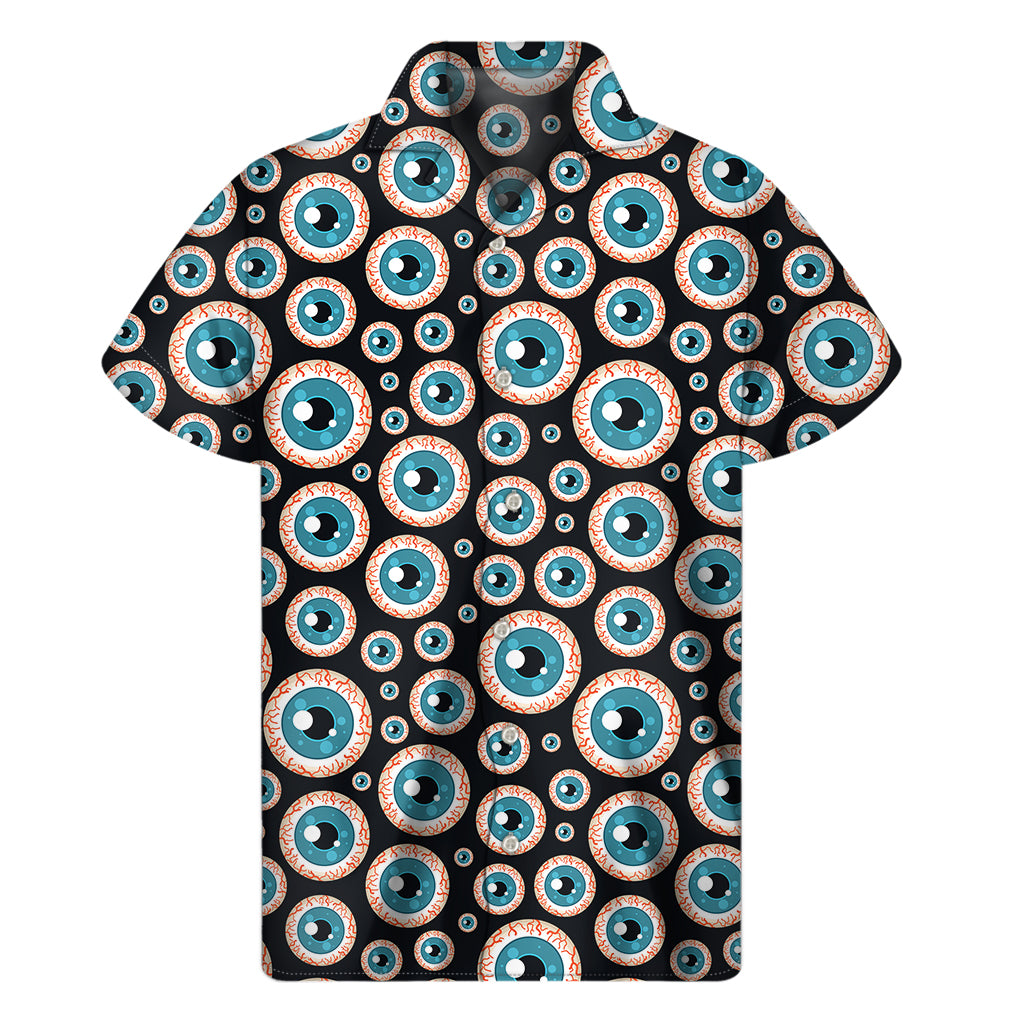 Creepy Eyeball Pattern Print Men's Short Sleeve Shirt