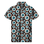 Creepy Eyeball Pattern Print Men's Short Sleeve Shirt