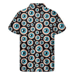Creepy Eyeball Pattern Print Men's Short Sleeve Shirt