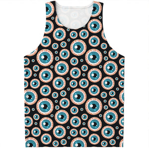 Creepy Eyeball Pattern Print Men's Tank Top