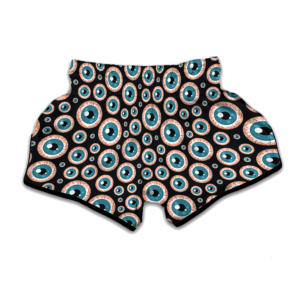 Creepy Eyeball Pattern Print Muay Thai Boxing Shorts