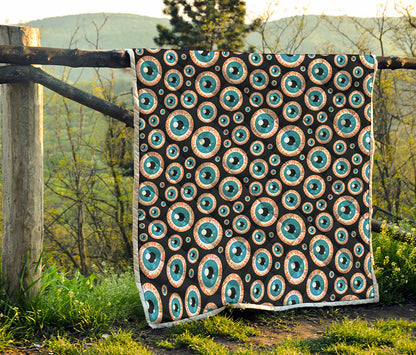Creepy Eyeball Pattern Print Quilt