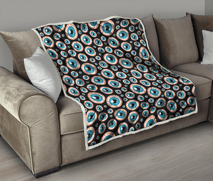 Creepy Eyeball Pattern Print Quilt
