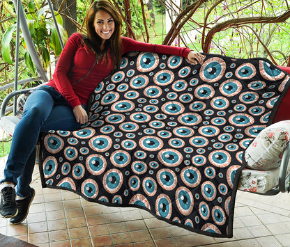 Creepy Eyeball Pattern Print Quilt