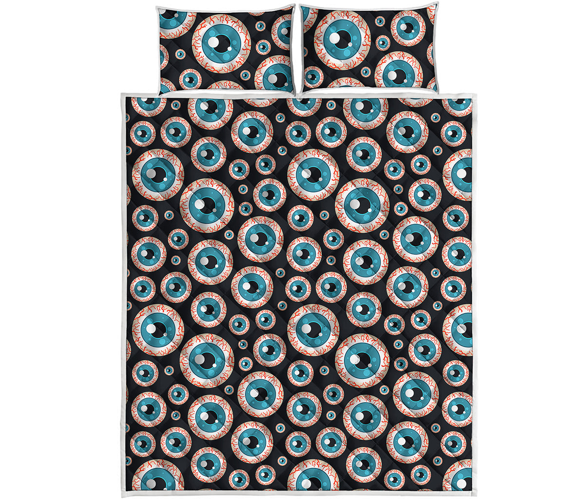 Creepy Eyeball Pattern Print Quilt Bed Set