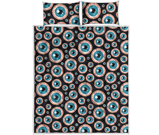 Creepy Eyeball Pattern Print Quilt Bed Set