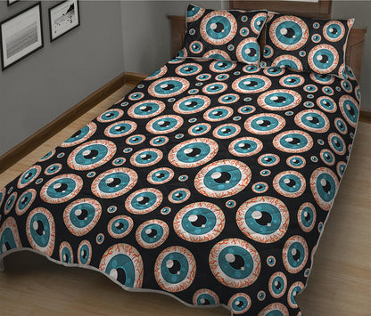 Creepy Eyeball Pattern Print Quilt Bed Set