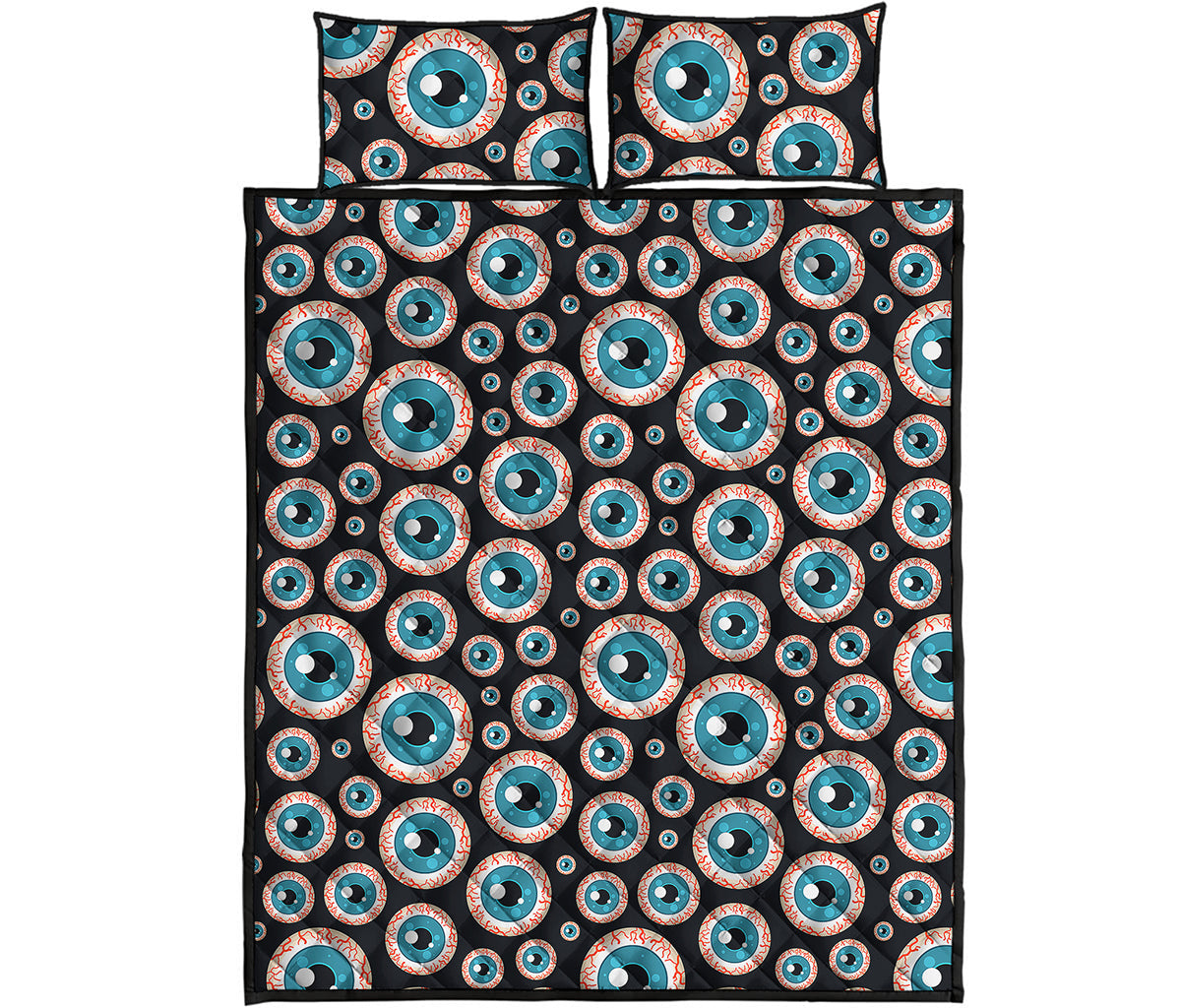 Creepy Eyeball Pattern Print Quilt Bed Set