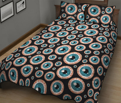 Creepy Eyeball Pattern Print Quilt Bed Set
