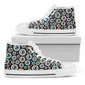 Creepy Eyeball Pattern Print White High Top Sneakers