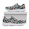 Creepy Eyeball Pattern Print White Running Shoes