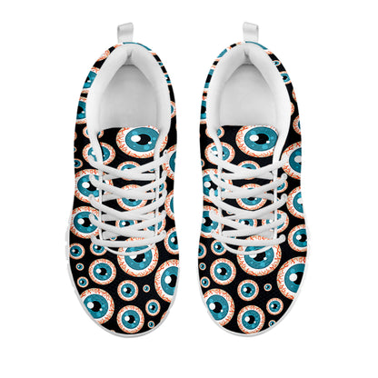 Creepy Eyeball Pattern Print White Sneakers