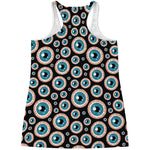Creepy Eyeball Pattern Print Women's Racerback Tank Top
