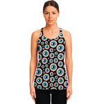 Creepy Eyeball Pattern Print Women's Racerback Tank Top